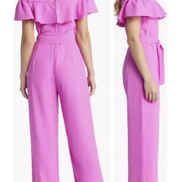 NWT $218 Size 6 Lilly Elegant Off-Shoulder Pink Jumpsuit - Picture 4 of 7